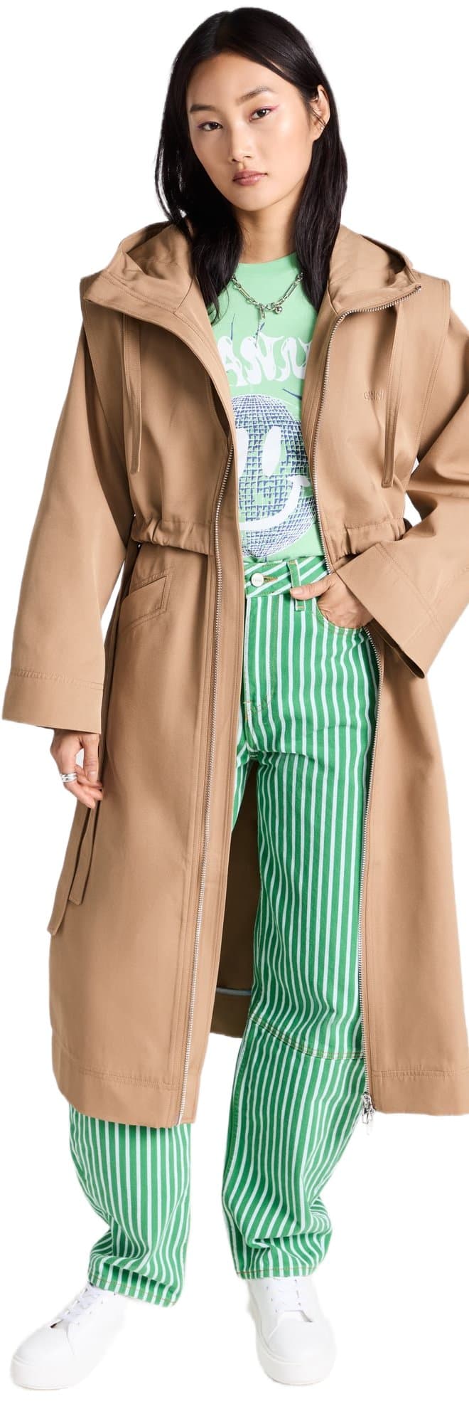 GANNI Heavy Twill Oversized Zipper Coat  shopbop